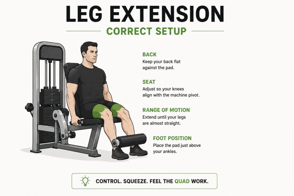 Leg-extension-correct-setup-for-quad-training