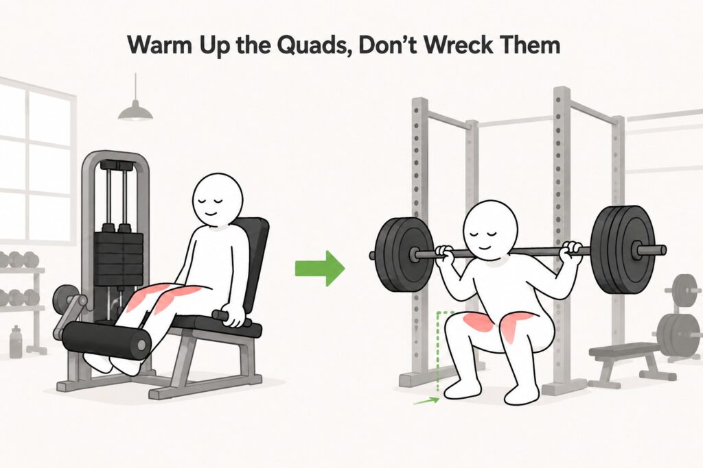 Light-leg-extension-helps-quads-feel-awake-before-a-cleaner-barbell-squat